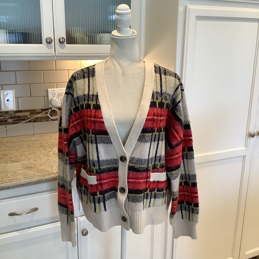 a.n.a Striped Knit V-Neck Sweater XXL Button Up Cardigan NWT